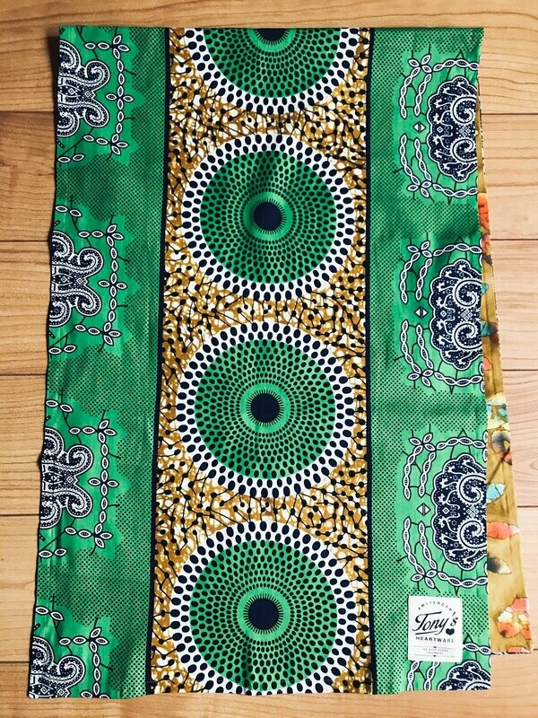 Table runner '2 Worlds'-Green/Ocre