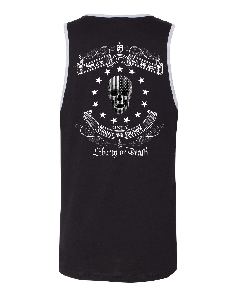 Tyranny And Freedom Mens Tank with grey binding, Size: S