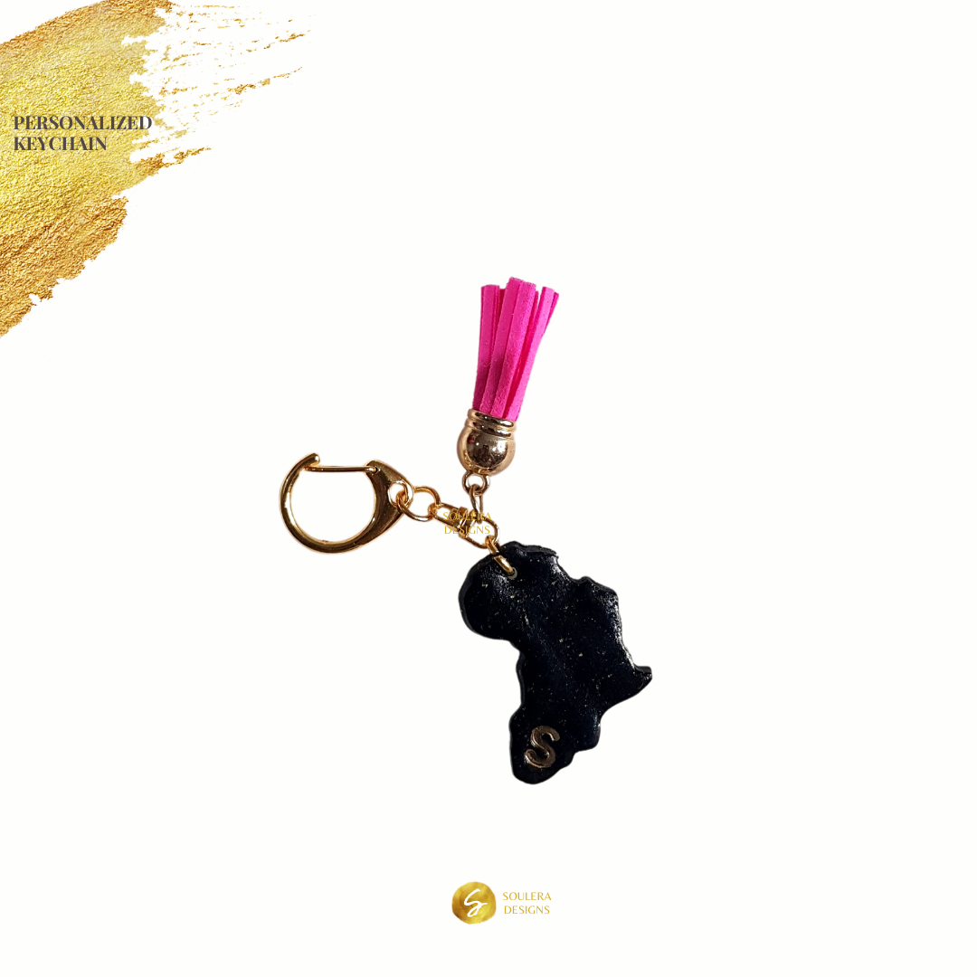 Africa Keychain - Pink Tassel