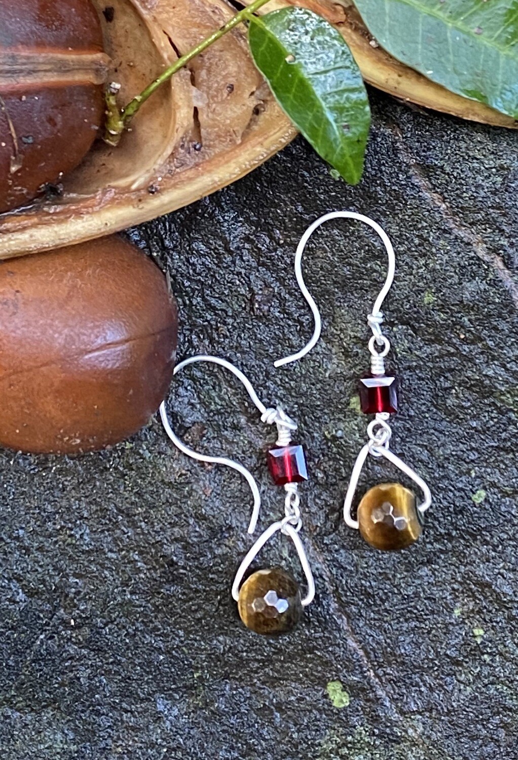 Red earth triangle earrings