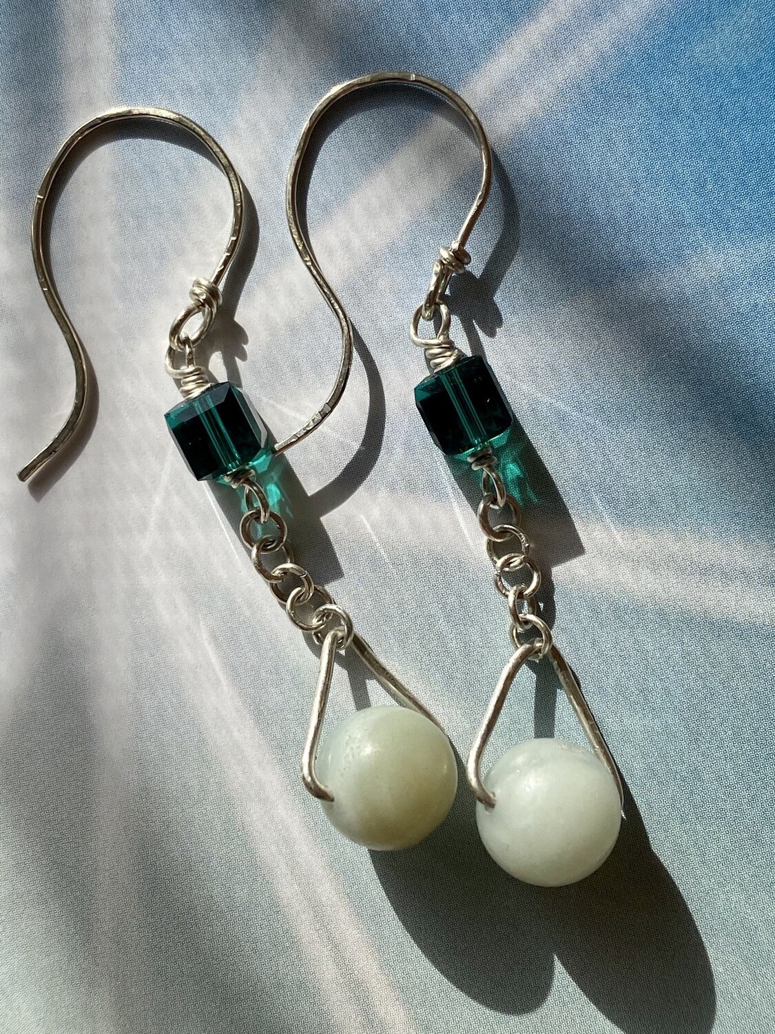 Emerald triangle earrings