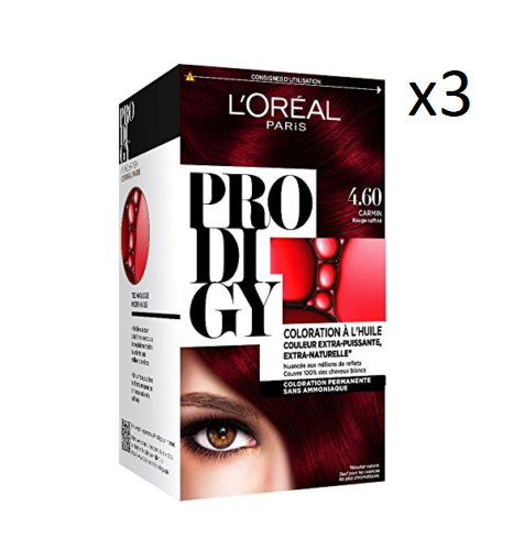 3 x L&#39;oreal Prodigy 4.60 Intense Dark Red Brown