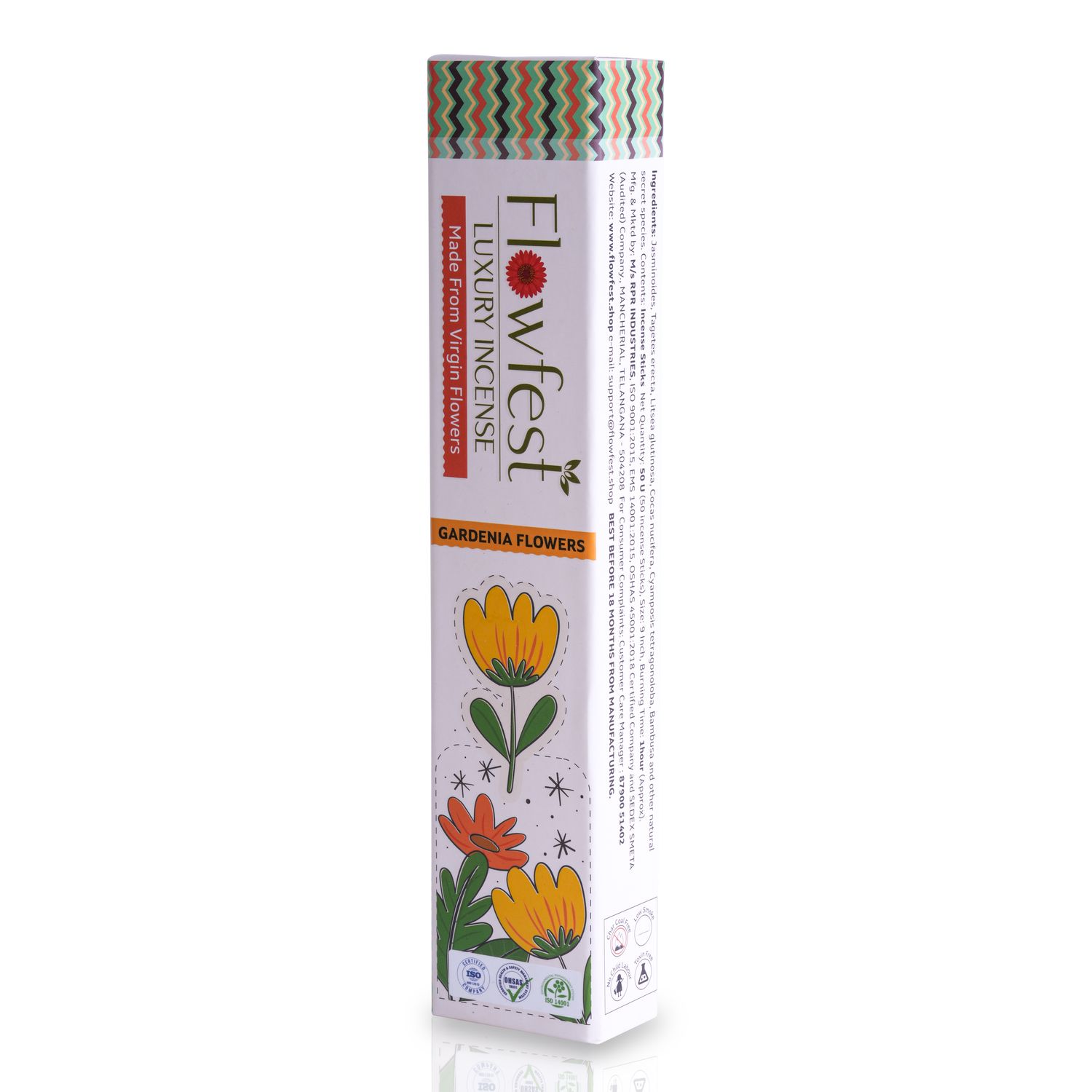 FlowFest Luxury Incense - Gardenia Flowers (Pack of 1, 50 Sticks)