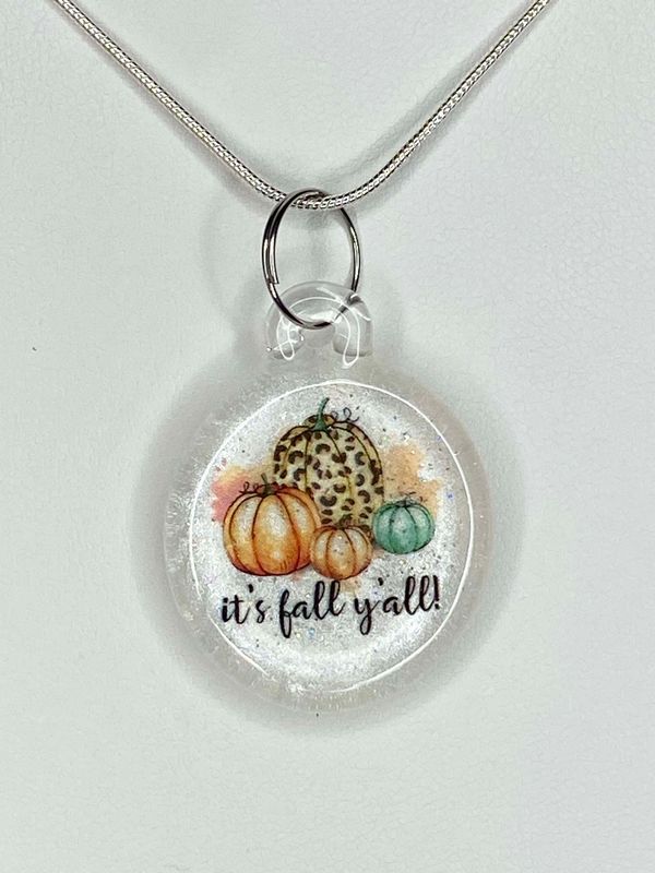 🍂 It&#39;s Fall Y&#39;all 🍂 Handmade Borosilicate Glass Pendant with waterslide decal