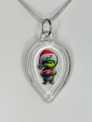 🏈 Baby Grinch, Eagles 🏈 Philadelphia Football Handmade Borosilicate Glass Pendant with UV-DTF decal