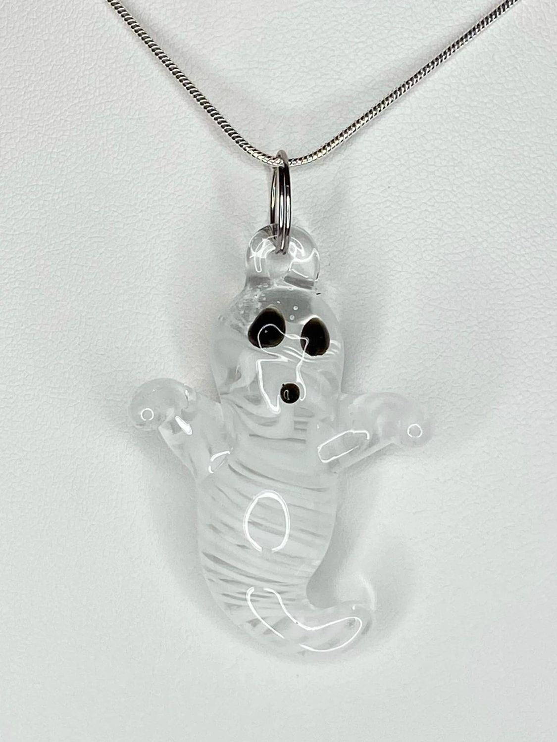 👻 Frosty Fright 👻 Ghost Handmade Borosilicate Glass Pendant