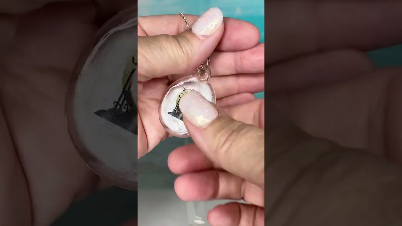 💀 Jack &amp; Sally 🎃 Handmade Borosilicate Glass Pendant with Waterslide Decal