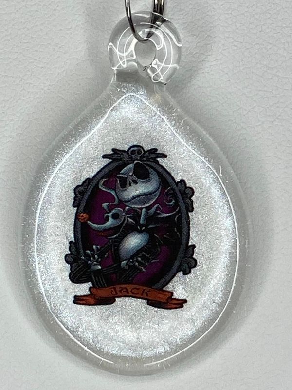 💀 Jack 🎃 Handmade Borosilicate Glass Pendant with Waterslide Decal