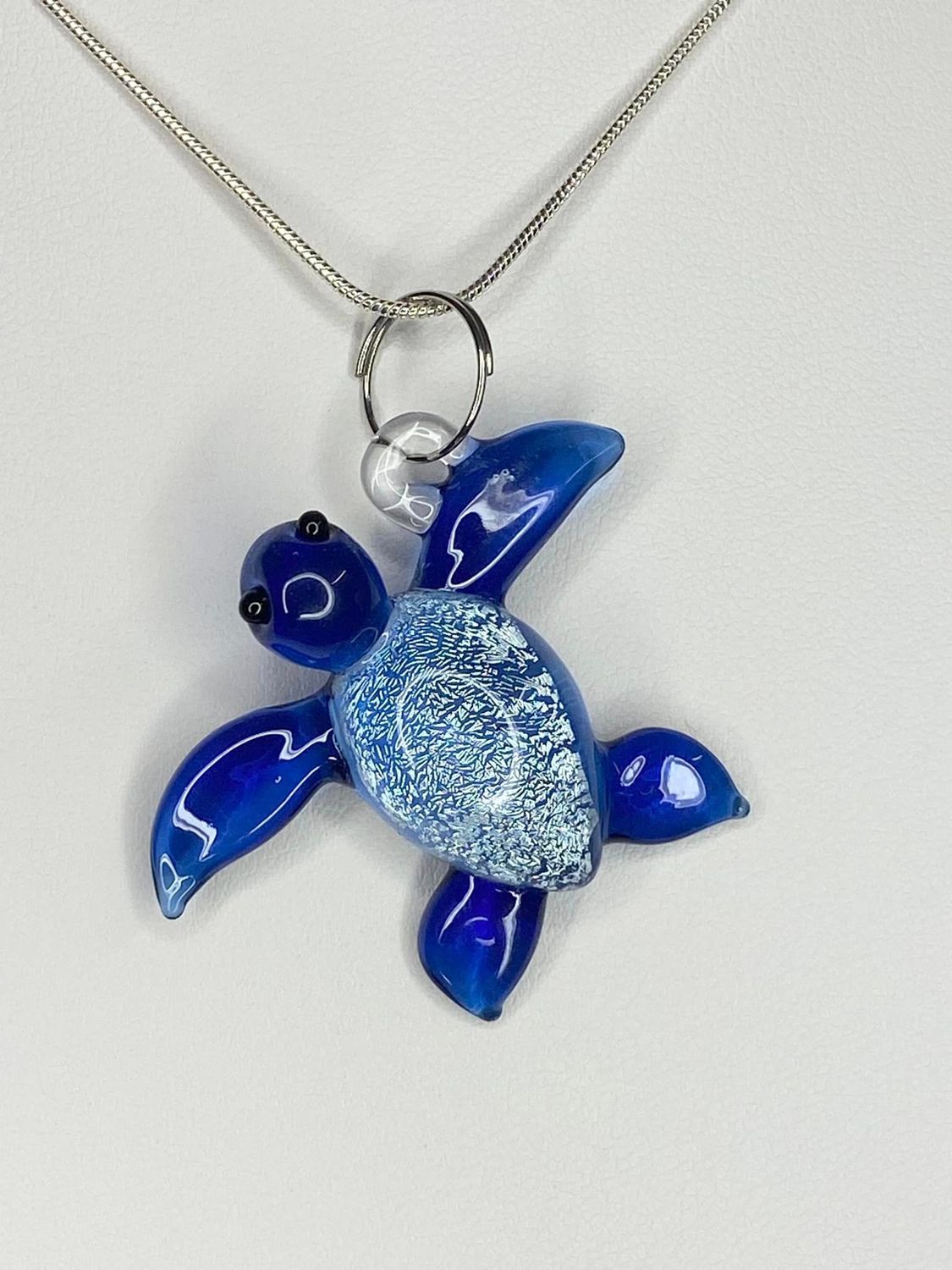 🐢 From The Cobalt Coast 🐢 Handmade Borosilicate/Dichroic Glass Seaturtle Pendant