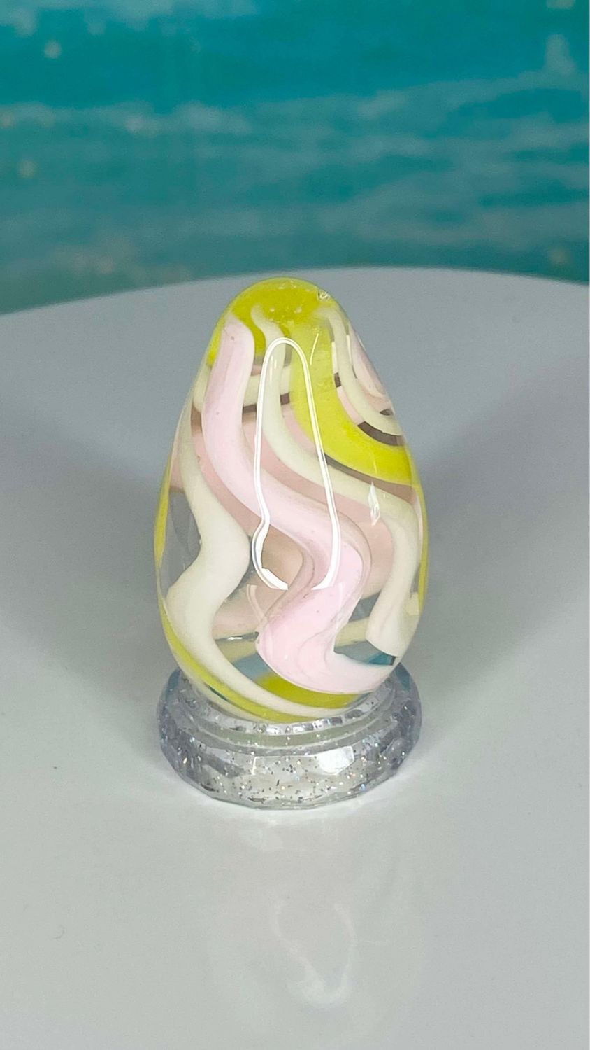 🥚 Pastel Egg 🥚 Handmade Borosilicate Egg with clear acrylic base