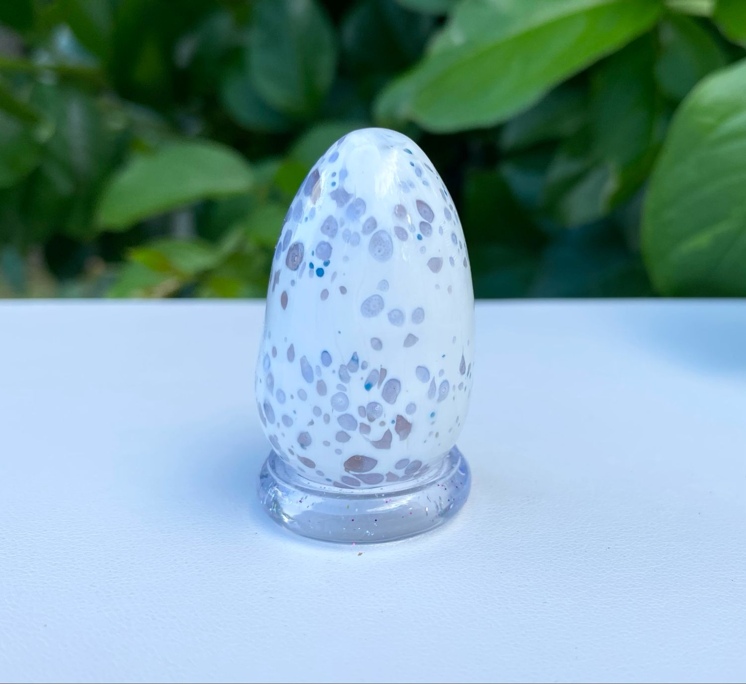 🥚 Purple Speckled Egg 🥚 Handmade Borosilicate Egg with clear acrylic base