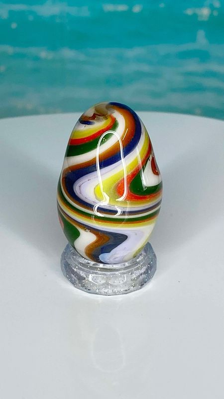 🌈 Rainbow Egg 🥚 Handmade Borosilicate Egg with clear acrylic base