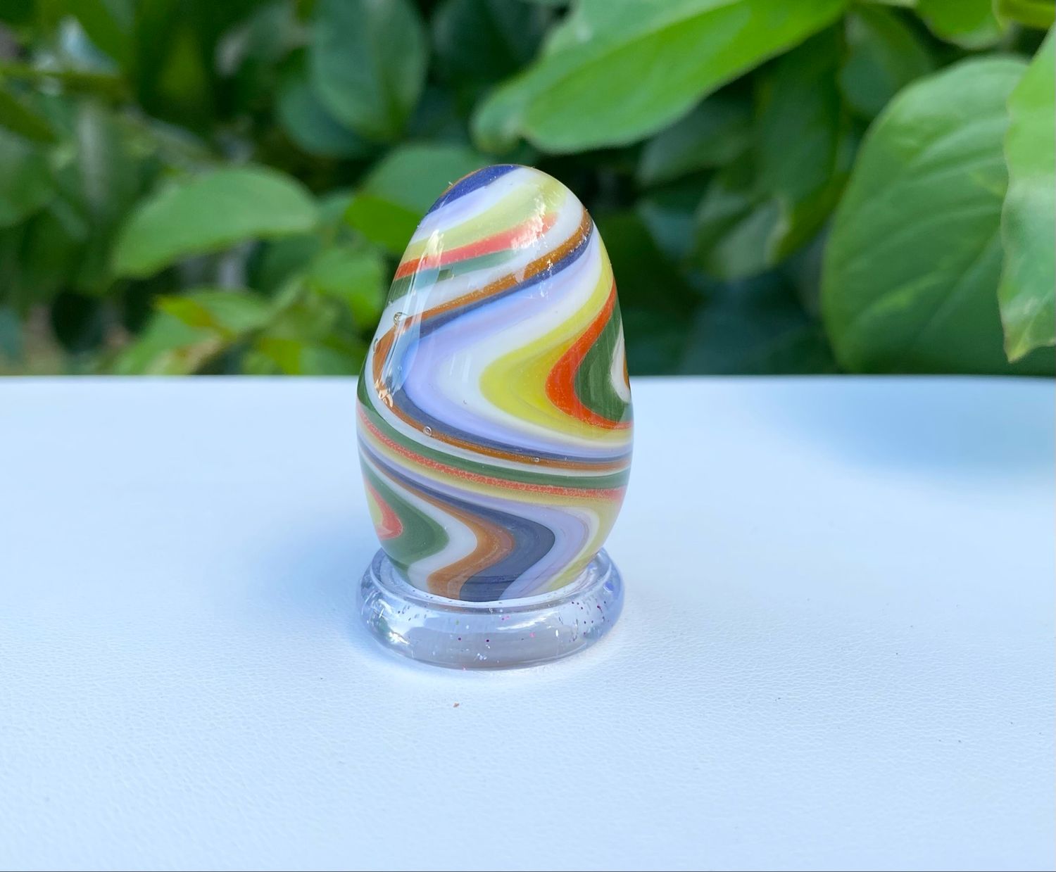 🌈 Rainbow Egg 🥚 Handmade Borosilicate Egg with clear acrylic base