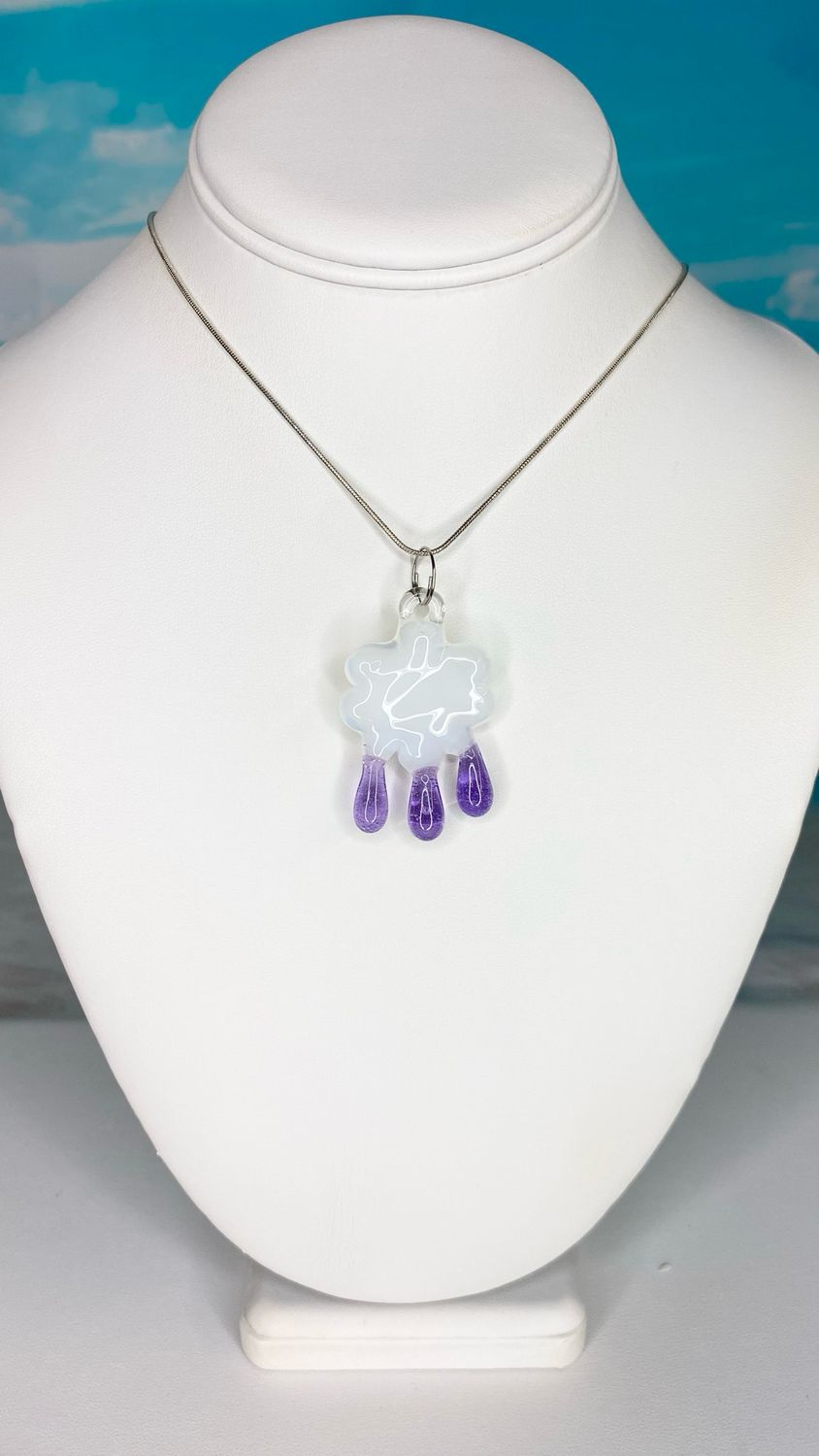 🌧️ Dewdrop Delight 🌧️ Handmade Borosilicate Glass Pendant