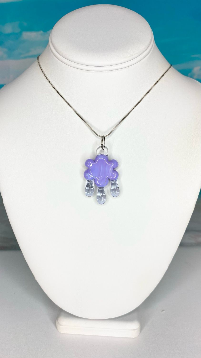 🌧️ Cloudy With a Chance of Sparkle 🌧️ Handmade Borosilicate Glass Pendant