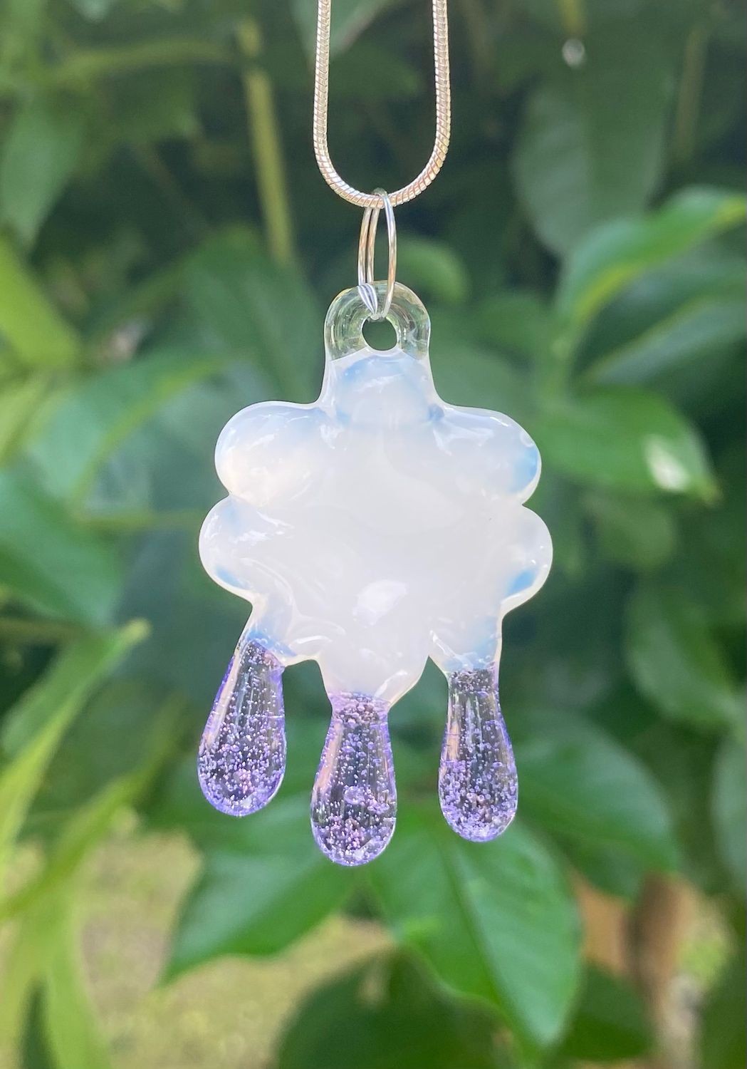 🌧️ Dewdrop Delight 🌧️ Handmade Borosilicate Glass Pendant