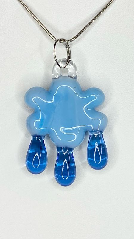 🌧️ Blue Days 🌧️ Handmade Borosilicate Glass Pendant