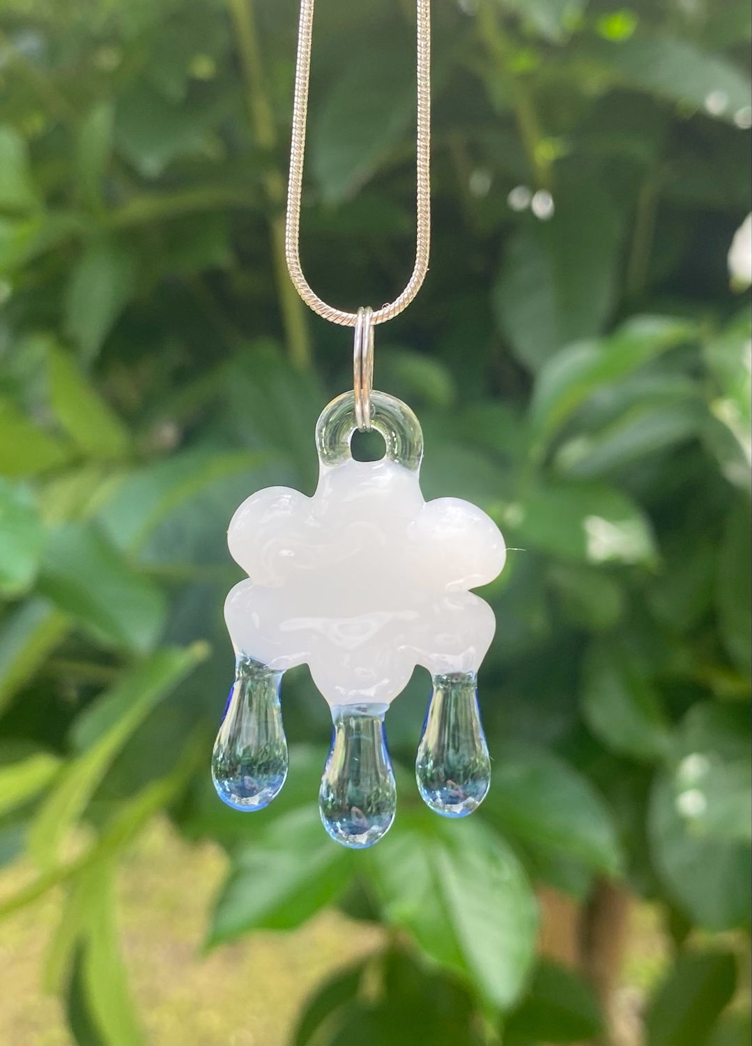 🌧️ Raindrop Daydream 🌧️ Handmade Borosilicate Glass Pendant