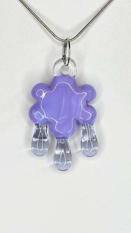 🌧️ Cloudy With a Chance of Sparkle 🌧️ Handmade Borosilicate Glass Pendant