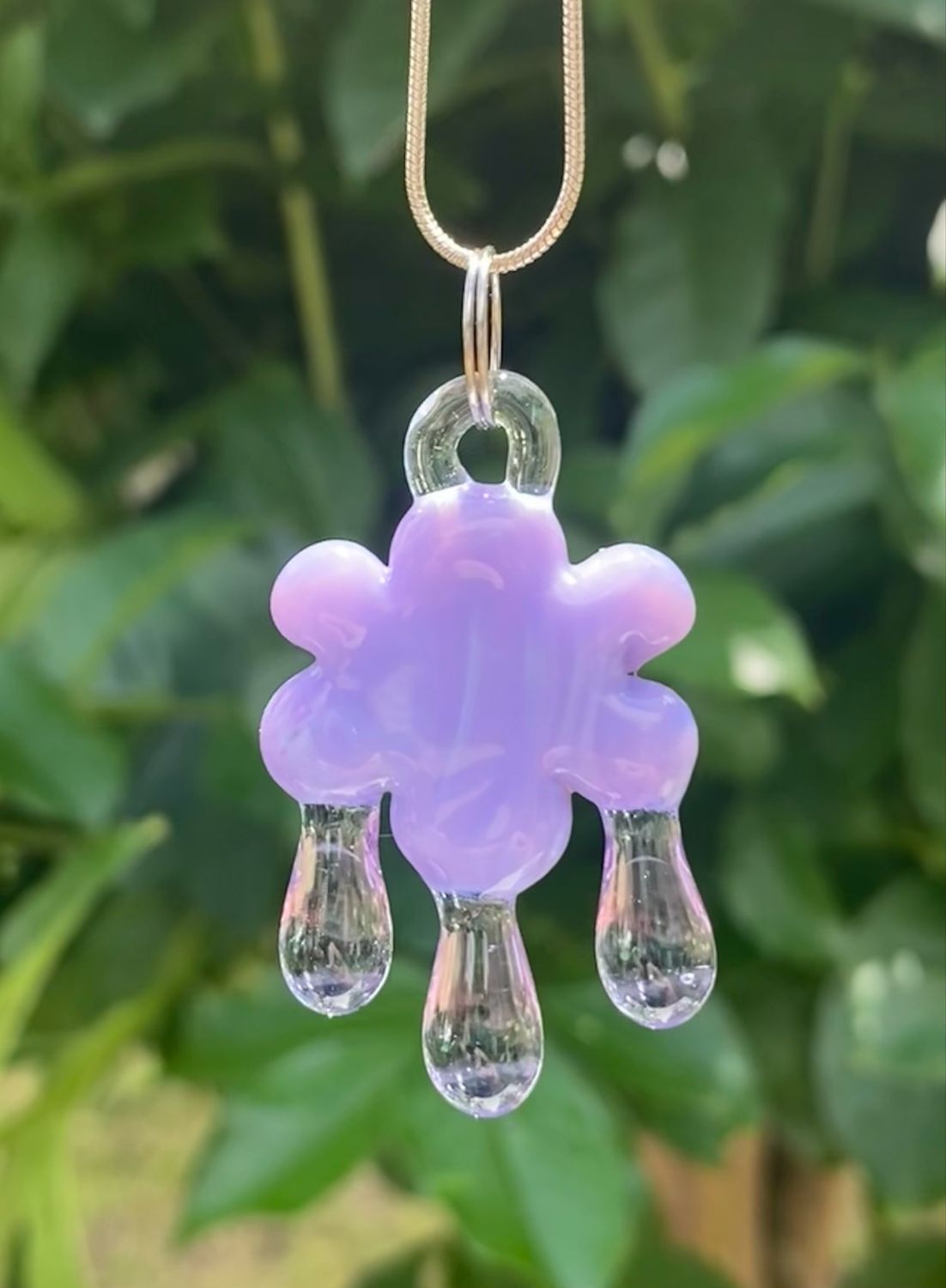 🌧️ Cloudy With a Chance of Sparkle 🌧️ Handmade Borosilicate Glass Pendant
