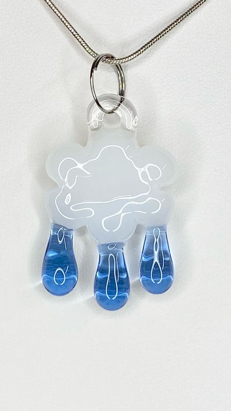 🌧️ Raindrop Daydream 🌧️ Handmade Borosilicate Glass Pendant