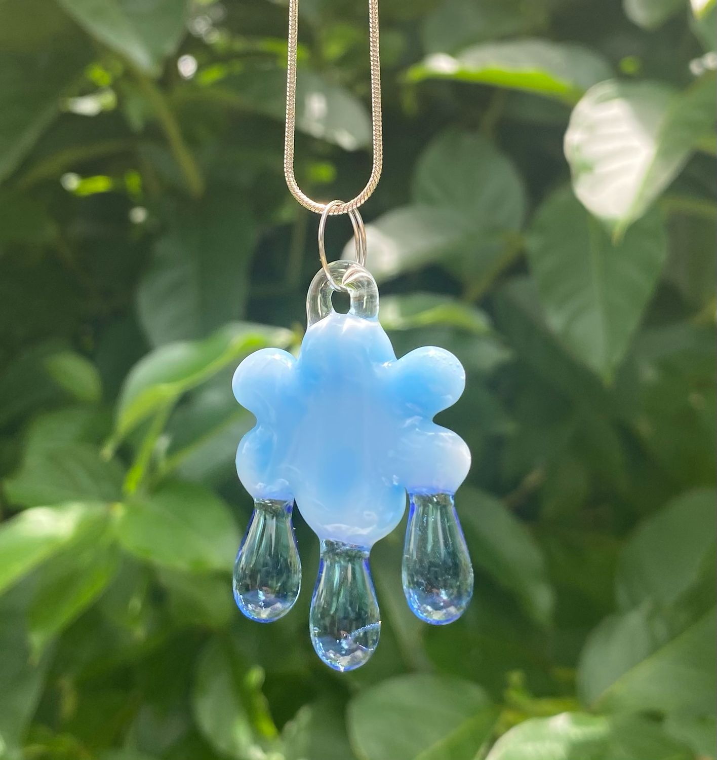 🌧️ Blue Days 🌧️ Handmade Borosilicate Glass Pendant