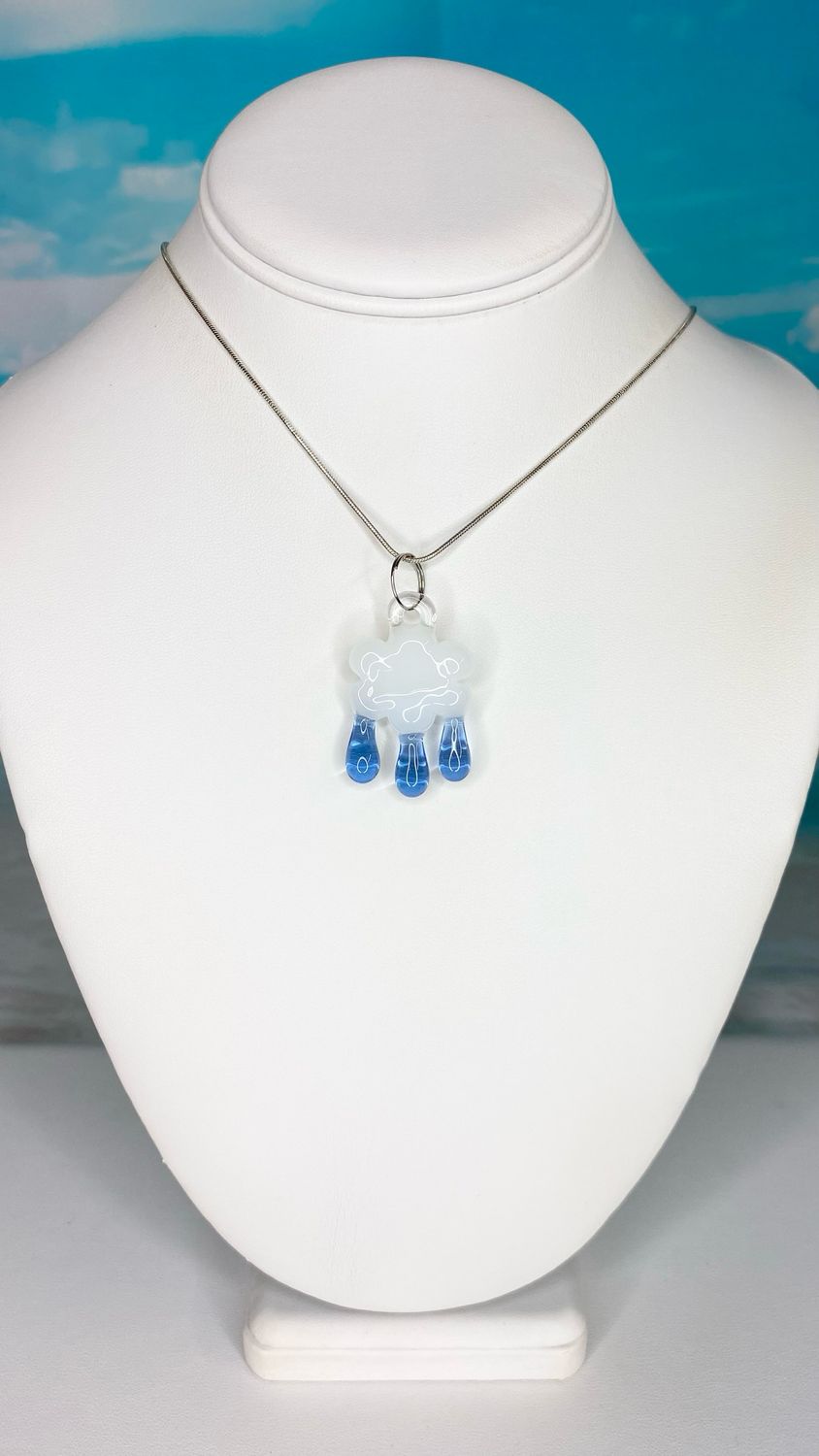 🌧️ Raindrop Daydream 🌧️ Handmade Borosilicate Glass Pendant