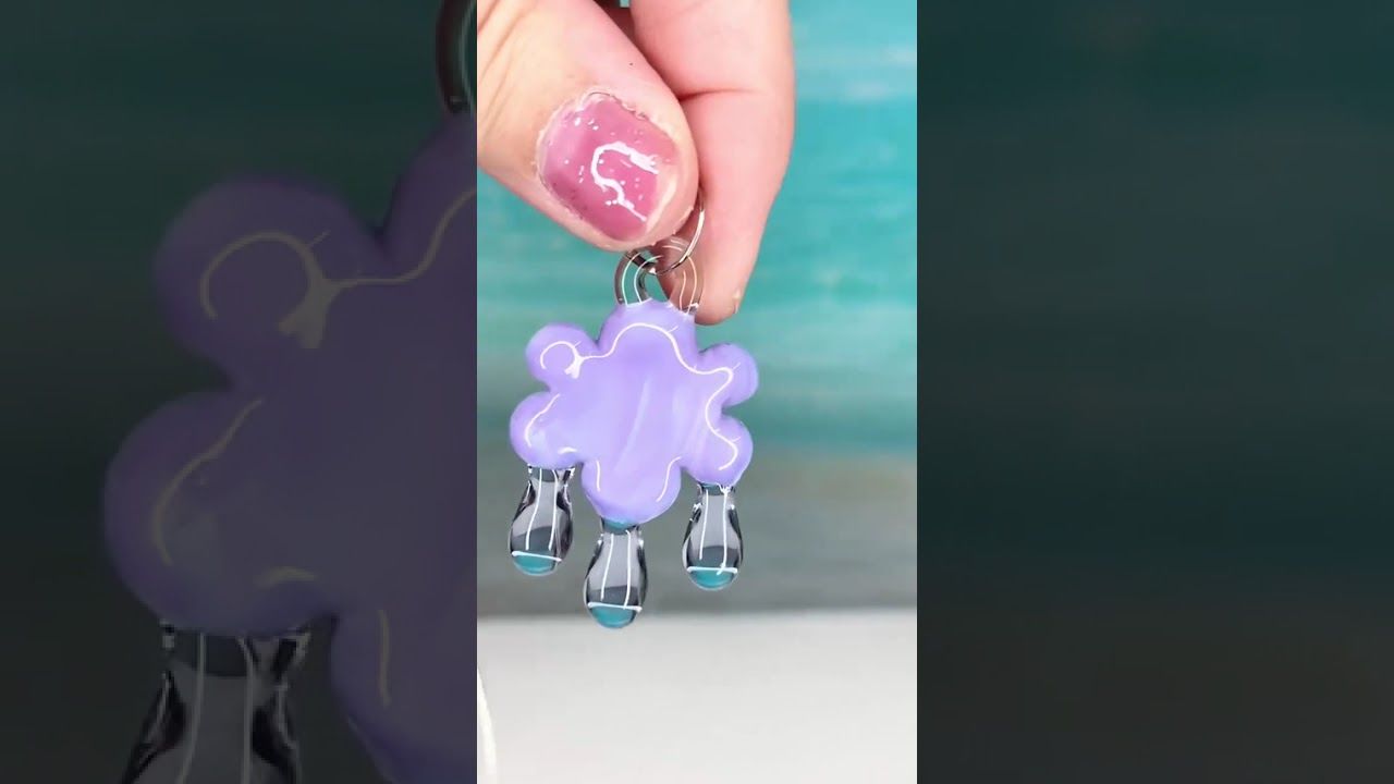 🌧️ Cloudy With a Chance of Sparkle 🌧️ Handmade Borosilicate Glass Pendant