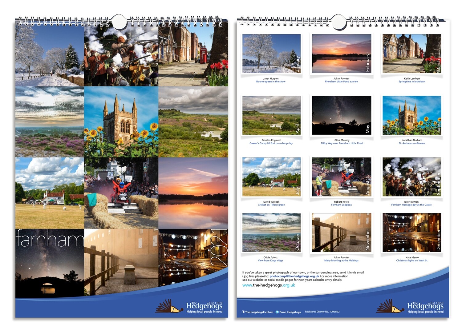 The Hedgehogs A4 Love Farnham Calendar 2021 The Hedgehogs A4 Love Farnham Calendar 2021