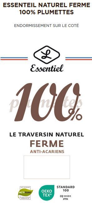 Traversin 100% Plumettes Lestra