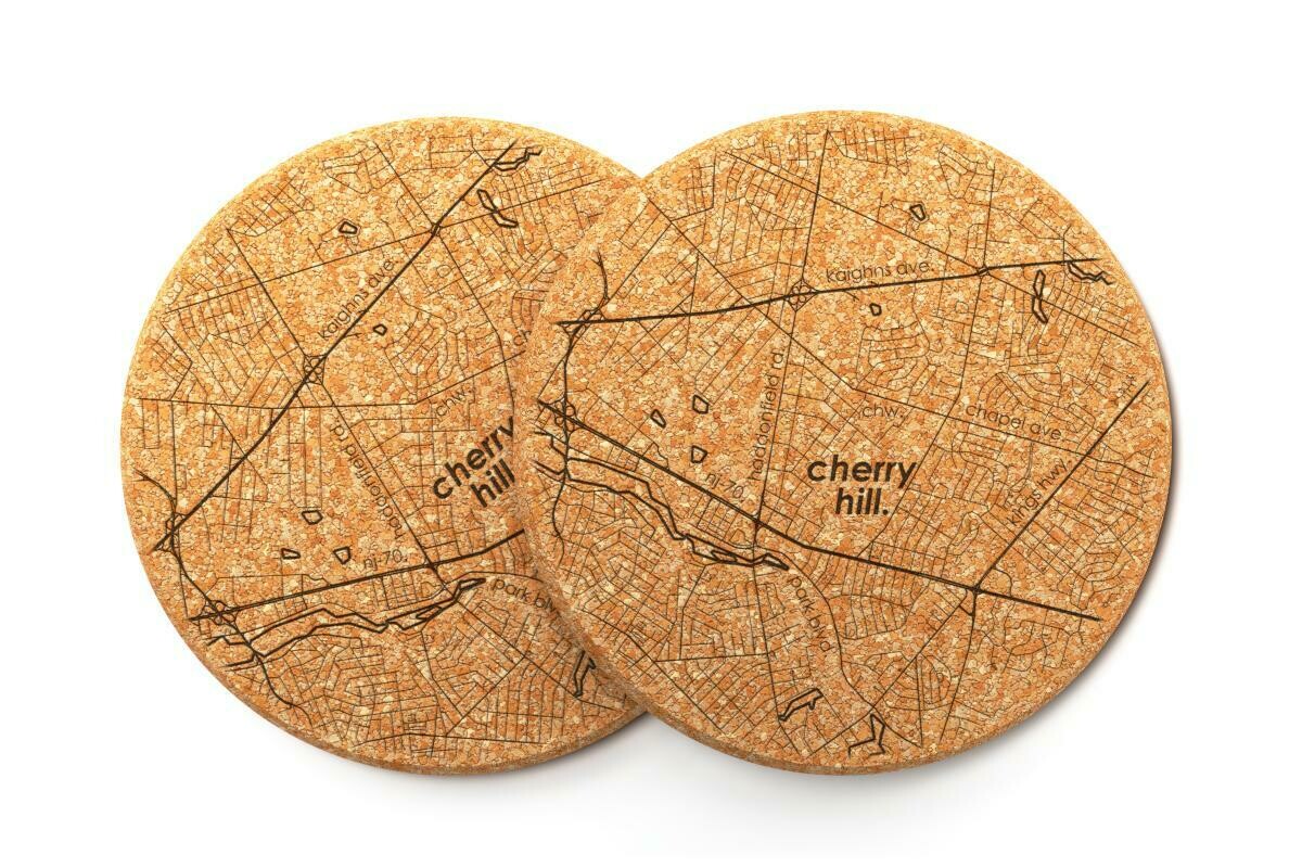 Cherry Hill cork coaster