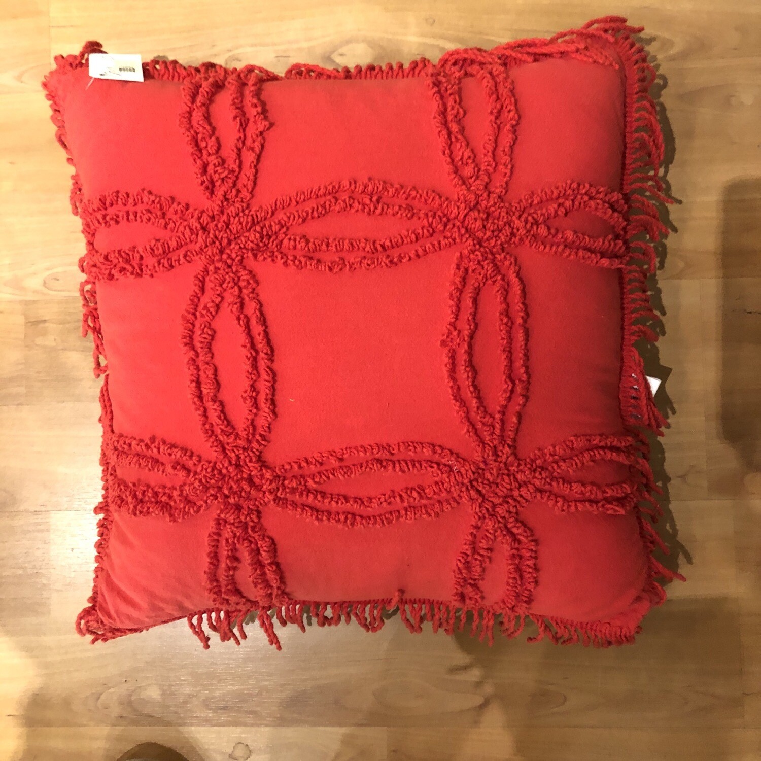 Tufted Cotton Pillow Red