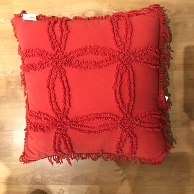 Tufted Cotton Pillow Red