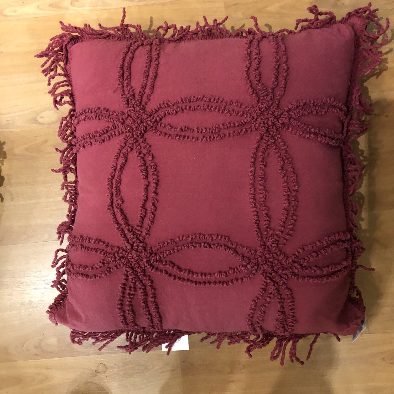 Tufted Cotton Pillow Wine SALE