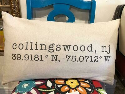 PL Collingswood lat/long pillow
