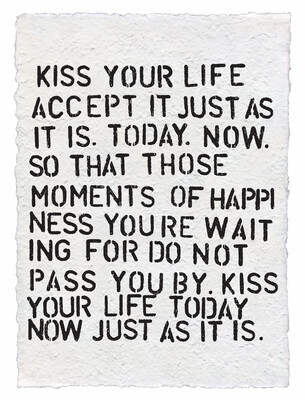 Kiss Your Life Handmade Paper Print - 12"x16"
