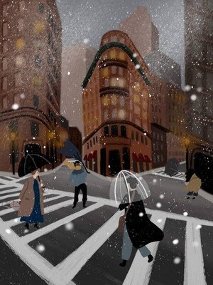 Persimmon Art Print Winter In The City