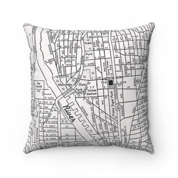 Yankee Stadium Map Pillow