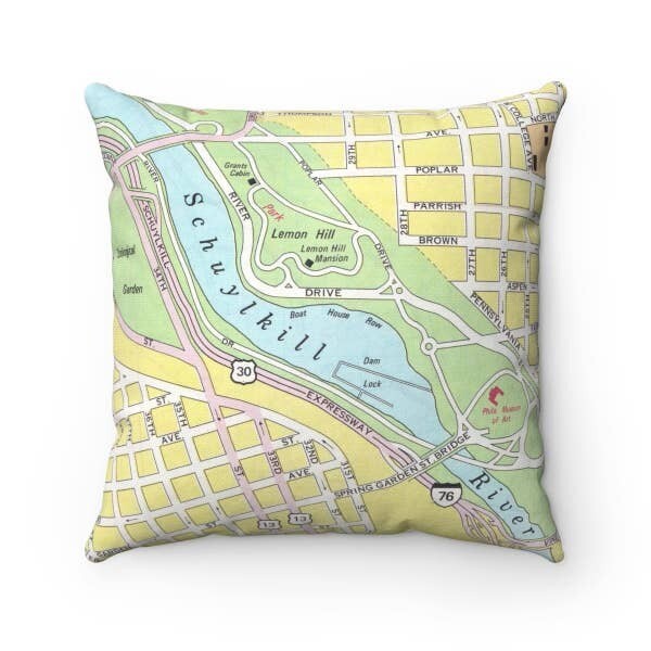 Boathouse Row Map Pillow