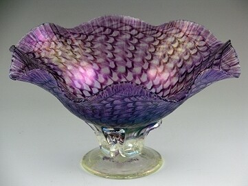Purple Grid Pedestal Bowl