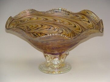 Amber/Black Pedestal Bowl