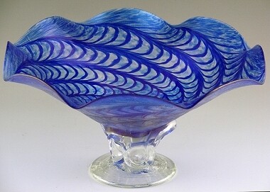 Cobalt Rope Pedestal  Bowl