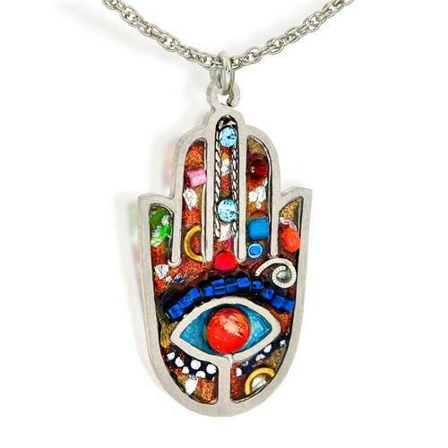 1432412M Multi hamsa necklace