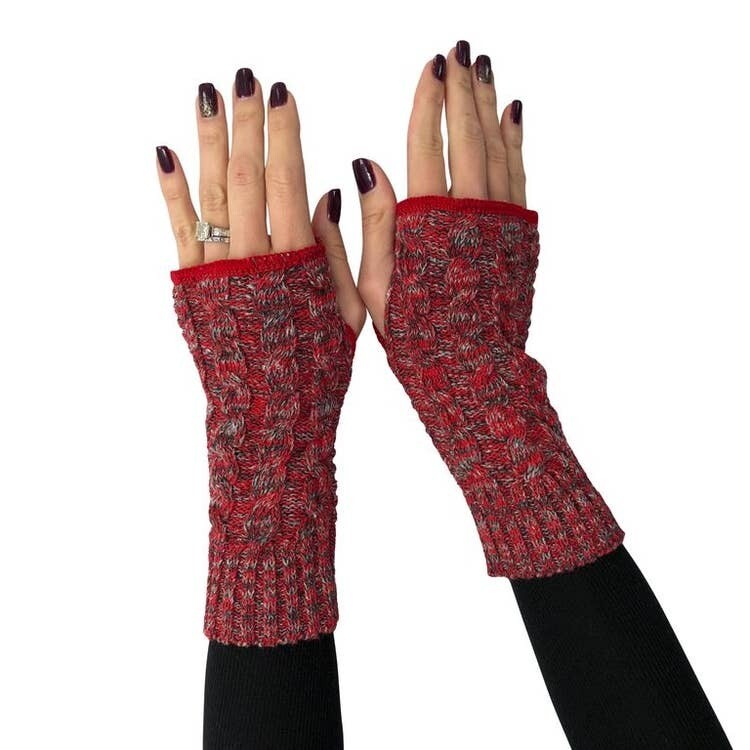 GRN3 red cable fingerless glove