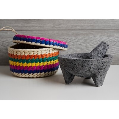 Verve 7'' Molcajete with Tortilla Basket Verve 7'' Molcajete with Tortilla Basket