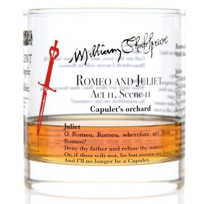 Romeo/Juliet rock glass