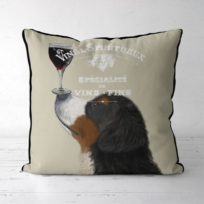 Bernese Dog Au Vin Pillow 18x18