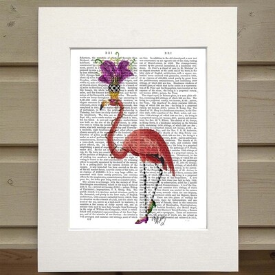 FabF Mardi Gras Flamingo Full, Book Print - Matted book page