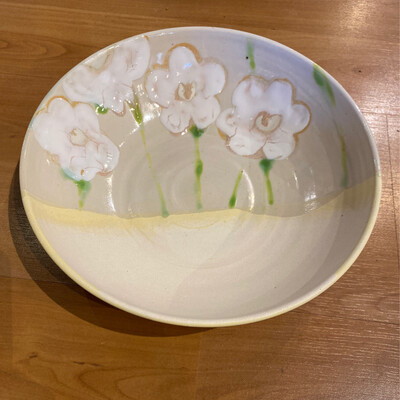 LK white flower bowl shallow