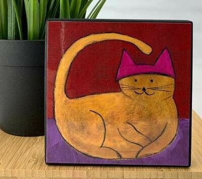 Pink hat kitty cat 4x4 Pink hat kitty cat 4x4